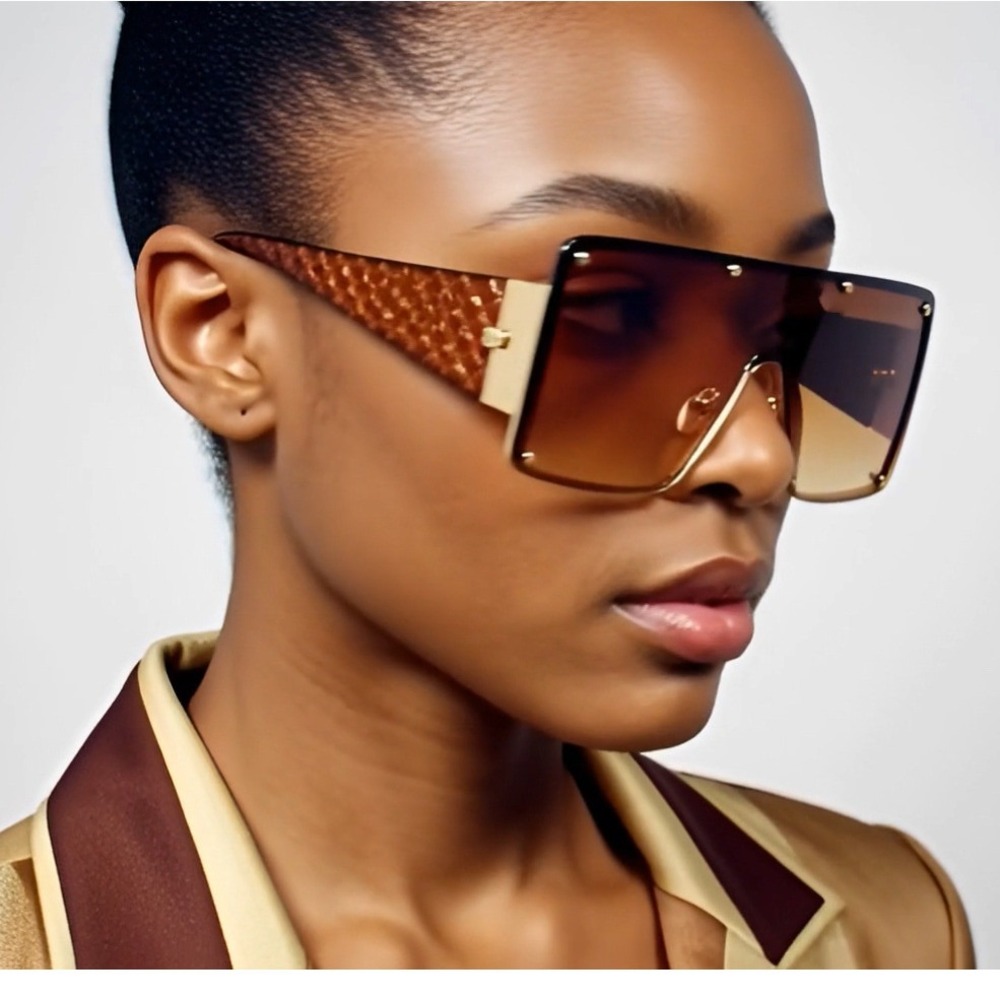 Oversized‎ Classy Modern Retro Shield Party Beach SUNGLASSES Large Brown Lentes